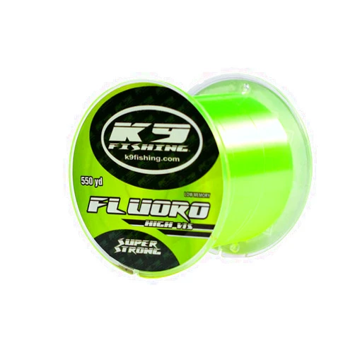 K9 Fishing Line K9 Hi-Vis Fluoro Fishing Line — Ultra Low-Memory, Abrasion Resistant, Long-Casting — Glow in The Dark, Chartreuse — Virtually Invisible Underwater — Great for Spinning Reels — 550 Yards, 17lb