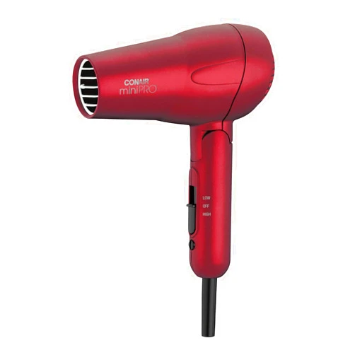 Conair miniPRO Tourmaline Ceramic Travel Hair Dryer with Folding Handle, Red