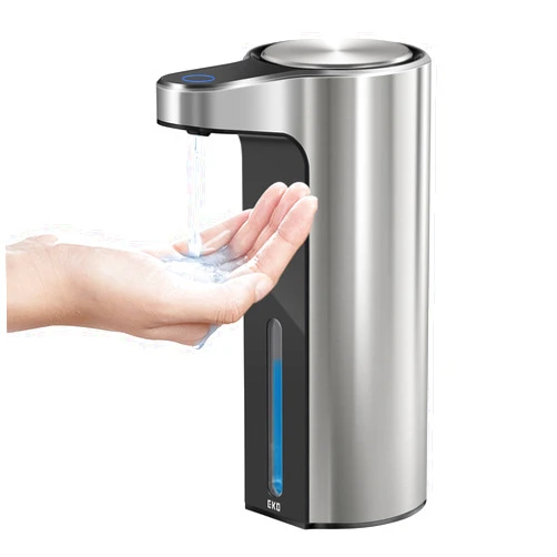 EKO Aroma Touchless Automatic Soap Dispenser for Kitchen and Bathroom, Liquid Hand Soap Dispenser, Water-Resistant and Rechargeable, 9 fl oz (Stainless)