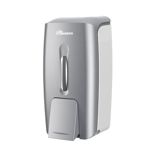 PLUSSEN Soap Dispenser Wall Mount Adhesive Commercial Soap Dispenser 800ml No Drill Hand Sanitizer Dispenser for Bathroom Support Liquid and Gel,Silver-PN9088