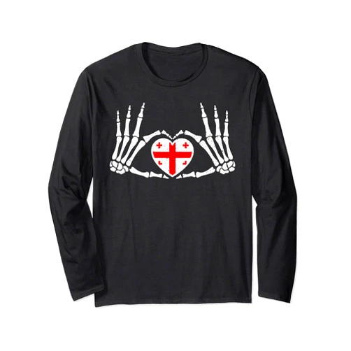 Goth Georgia Gothic Goth Skeleton Georgia Georgian Halloween Costume Long Sleeve T-Shirt