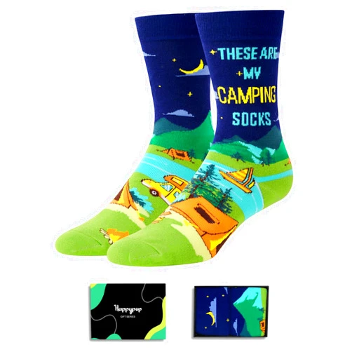 HAPPYPOP Novelty Gifts for Men - Camping Golfing Bowling American Flag Music Fishing Socks