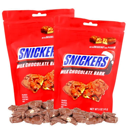Sweetzo Limited Edition Christmas Bark, Festive Holiday Candy Treats, Stocking Stuffer Gifts - 5 Ounces (Pack of 2) (Snickers)