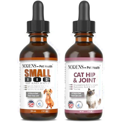 NODENS - Pet Health Nodens Cat Hip and Joint and Small Dog Hip and Joint 100% Natural Glucosamine for Cats and Small Dogs. Chondroitin, MSM, Hyaluronic Acid Arthritis Pain Relief for Cats and Dog Joint Pain. Made in USA