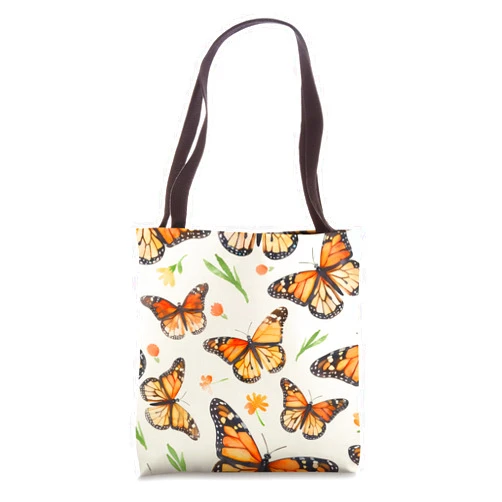 Modern Aesthetic Design Studio Monarch Butterfly Watercolor Painting - Vibrant Wildlife Art Tote Bag