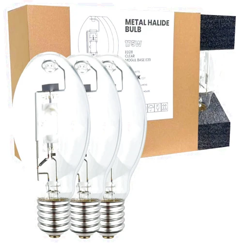 GRUOTVSZAK MH175/U/MOG MH E39 Mogul Base Metal Halide 175 Watt Dusk to Dawn Bulb 4000K 14000lm ANSI Code M57 ED28 Clear Bulb 3 Pack