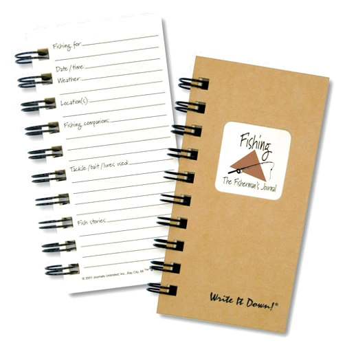 Write it Down series by Journals Unlimited, Guided Journal, Fishing, Fisherman's Journal, Mini-Size 3”x5.5”, Kraft Hard Cover, Made in USA