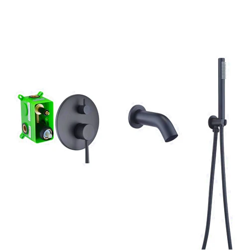 SUMERAIN Wall Mount Bathtub Faucet with Hand Shower,Matte Black Waterfall Tub Faucet, High Flow