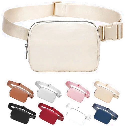 BOWNDY Waist Pack for Running Fanny Pack for Women Men,Crossbody Lulu Waist Pack Lemen Bag with Adjustable Strap, Everywhere Belt Bag for Travel Outdoors Running Hiking(Off-White)