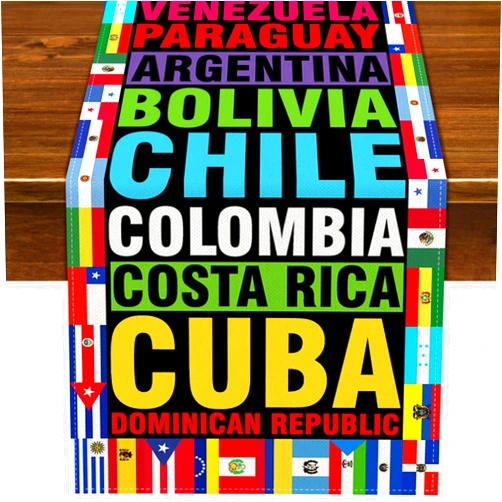 Nepnuser Hispanic Heritage Month Table Runner 21 Spanish Speaking Latino Countries Flags Decoration Classroom Home Kitchen Dining Room Decor (13