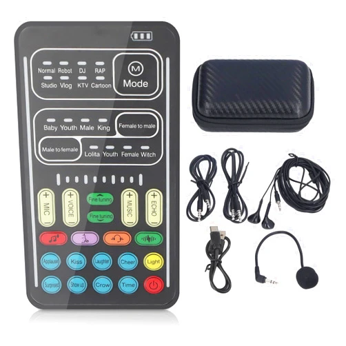 Diyeeni I9 Voice Changer Set, Mini Live Broadcast Voice Disguiser, Portable Sound Board Voice Changer, 8 Different Sounds/Sound Effects, for iOS, for Android (English Version)