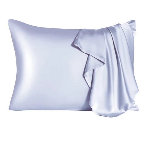 JUWENIN Luxury Satin Pillowcase with Zipper (Silky Satin Pillow Case for Hair) Set of 2 (Standard, Silver)