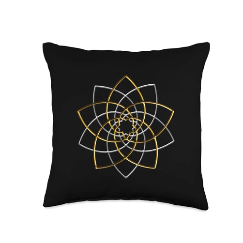 SPIRITUAL SIGNS AND SYMBOLS by yuma Venus Flower, Golden Ratio, Spirituality, Yoga, Space Throw Pillow, 16x16, Multicolor
