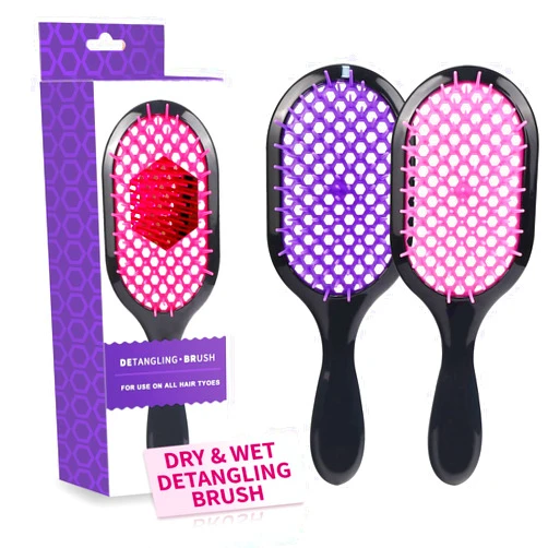 Mejglrc Detangling Brush,2 Pack Detangler Brush, Gentle & Effective Detangling on Wet or Dry Fragile Hair Types,Ultra-light, Detangling Brsuh ventilated and antistatic hairbrush (Pink+purple)
