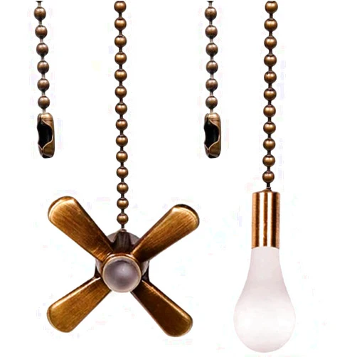 Aoprofree Ceiling Fan Pull Chain, Fan Pulls Set with Connector, 2 PCS 12 Inches Beaded Ball Fan Pull Chain -Bronze