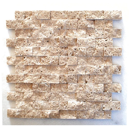 Squarefeet Depot 1x2 Walnut Travertine Splitface Finish Mosaic Backsplash Wall Tile