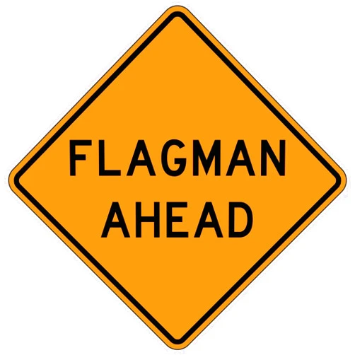 Mxitataxl Flagman Ahead - Roll-Up Sign Roll-Up Signs Metal Tin Sign 12X12 in
