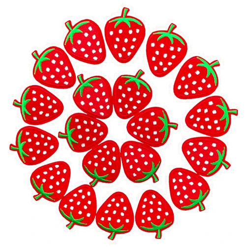 TACVEL 20Pcs Strawberry Iron on Patch, Embroidered Sew on/Iron on Patch Applique for Clothes, Dress, Hat, Jeans, DIY Accessories
