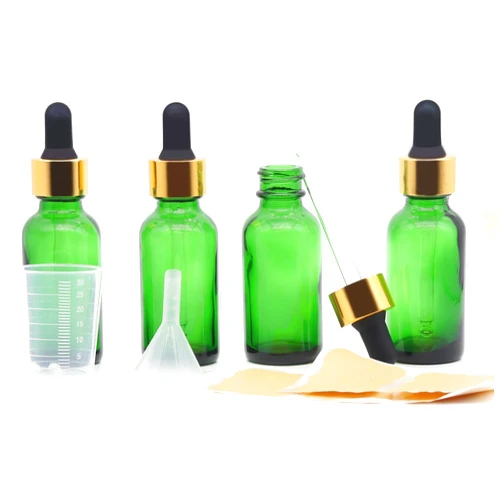 Toaazhy 4 pack,green glass dropper bottles 1 oz,30ml dark empty tincture bottles with dropper,alcohol,hair oil bottle,eye,small,droppers for oils,medicine,pipette,drip drop,travel,perfume,essentia
