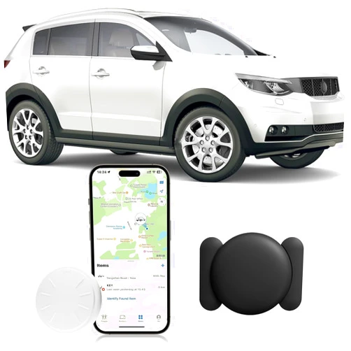 Dahetag Tracker Device for Vehicles,Mini Hidden Car Tracker with Magnetic Case,No Monthly Fee Tracker,Car Locator Work with Apple Find My(iOS Only) (Black,1PCS)