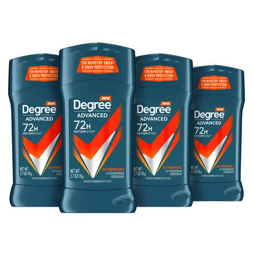 Degree Men Antiperspirant Deodorant Adventure Freshness and Odor Protection Deodorant for Men 2.7 Oz, (Pack of 4) Woodsy, Stick
