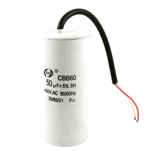 Naitmsad Motor Capacitor Cbb60 capacitance 60Uf 450Vac Frequency 50/60Hz White Capacitor (50Uf)