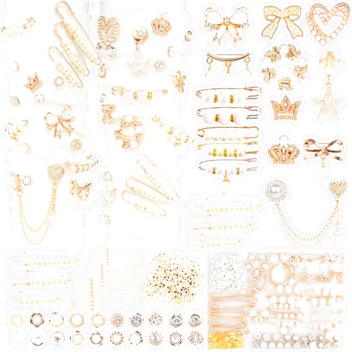 DoDoBeads 335 Pcs Junk Socks Charms Kit with Letter Beads, Gold Charms for Socks, Brooches and Pins for Women, Charms for Socks Safety Pin, Junk Charms, Pearl Sock Charms, Rhinestone Junk Socks Charms