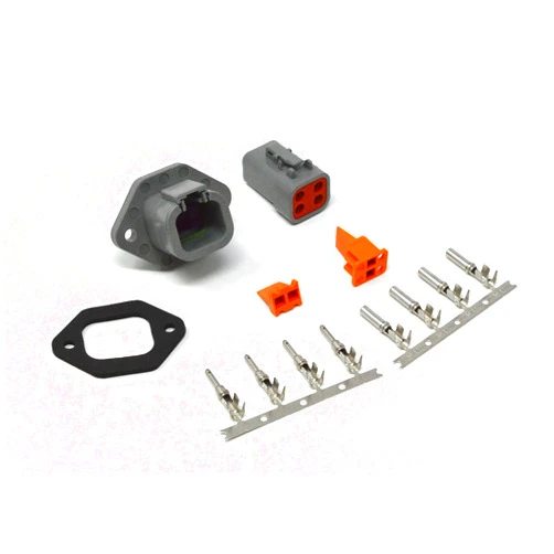 Deutsch DTP 4-Pin Flange Connector Kit 10-12 AWG Stamped Contacts