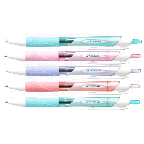 Uni-Ball Uni Ball Jetstream Extra Fine & Micro Point Click Retractable Roller Ball Pens Rubber Grip Type 0.5mm - Black Ink - 4 Body Color Value Set