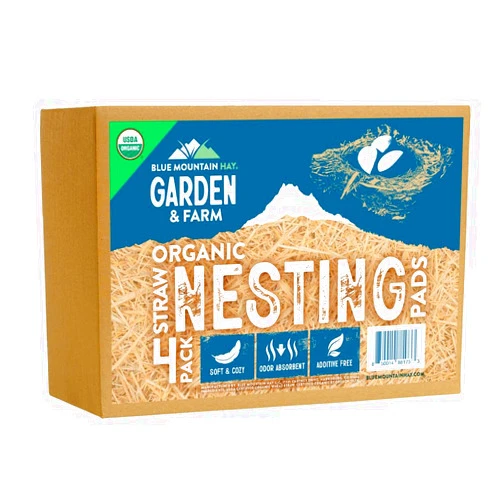 Blue Mountain Hay Organic Straw Nesting Pads for Hens, USDA Organic Certified, Organic Chicken Bedding, Non-Synthetic, All-Natural & Chemical-Free