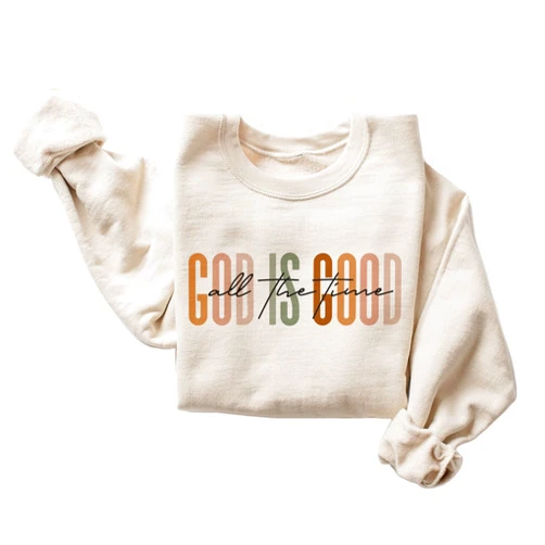 Handmade God Is Good All The Time Sweatshirt, Christian Faith Sweater, Cute Religious Gift, Trendy Christian Clothing, Bible Verse Shirt, Unisex Crewneck Sweatshirt