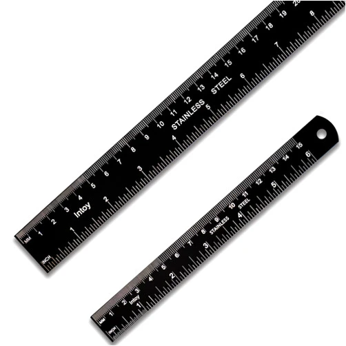 Zotemo Metal Ruler Kit 12 Inch and 6 Inch, Stainless Steel Rulers with Centimeters, Millimeters, Inches and Conversion Table for Office and School, Easy to Read Metric Rule Set, 2 Pack