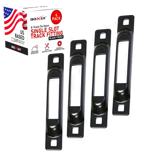 Boxer Single Slot E-Track Tie-Down – 4 Pack – 3,000 lbs Tie Down Anchor Point (Black Finish)