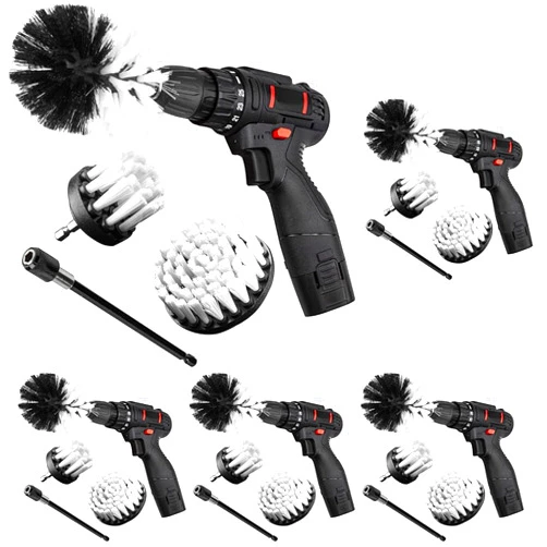 OYGLYG Drill Brush Attachment Kit, 3-Piece Cleaning Set for Bathtubs, Showers, Tiles, Carpets, and More (Pack of 5)