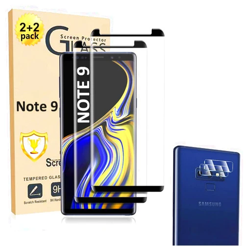 Micger Galaxy Note 9 Screen Protector【2+2 Pack】 2 Pack Camera Lens Protector, Easy Installation, 3D Glass 9H Hardness Tempered Glass Screen Protector for Samsung Galaxy Note 9