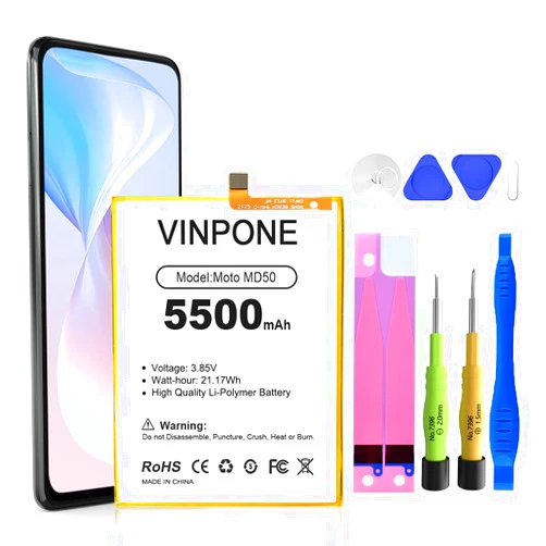 SHENMZ for Moto G Stylus 5G 2021 Battery, [Upgraded] High Capacity 5500mAh Li-Polymer Replacement MD50 Battery for Moto G Stylus 4G (XT2211 / 2022) / G Stylus 5G (XT2215 / 2022) with Repair Tool Kit