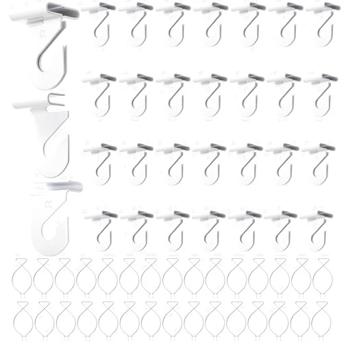 Suwimut 60 Pack Drop Ceiling Hooks for Hanging, White Heavy Duty Ceiling Hooks for Home Office Classroom Wedding Decorations, Metal T-Bar Clips for Suspended Drop Ceiling Tiles