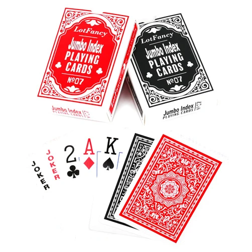 LotFancy Playing Cards 2 Pack, Large Print, Jumbo Index Decks of Cards (1 Black 1 Red), Poker Size, for Texas Hold'em, Blackjack, Euchre Cards Games
