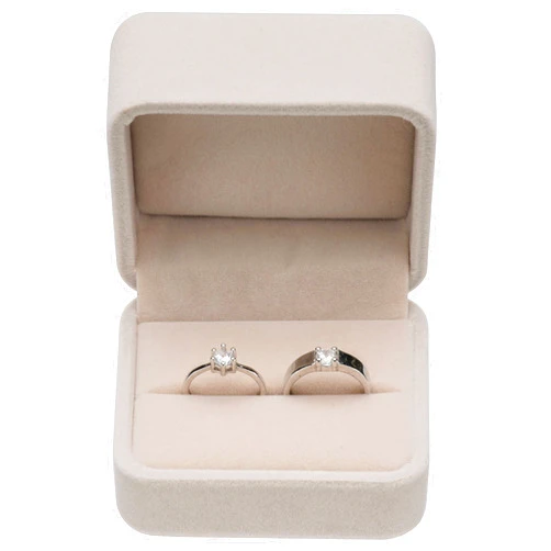 Giftop Velvet Couple Double Ring Box Earring Jewelry Case Gift Boxes (Beige)