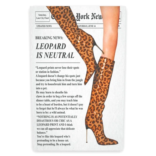 Generic Vintage Newspaper Wall Art Trendy Leopard Room Decor Funky Leopard Boots Posters Canvas Print Feminist Preppy Girly Wall Decor Aesthetic Bar Cart Art for Bedroom Apartment Dorm 8x12inch Unframed