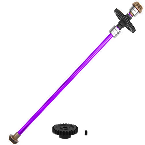 Vgoohobby Metal Center Drive Shaft RC Car Central Transmission Shaft w/ 27T Motor Gear Upgrade Part Compatible with Wltoys 124018 124019 1/12 RC Car Buggy (Purple)