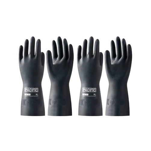 PACIFIC PPE 2 Pairs Chemical Resistant Gloves, Heavy Duty Industrial Rubber Gloves, Resist Acid, Alkali and Oil, 12.6