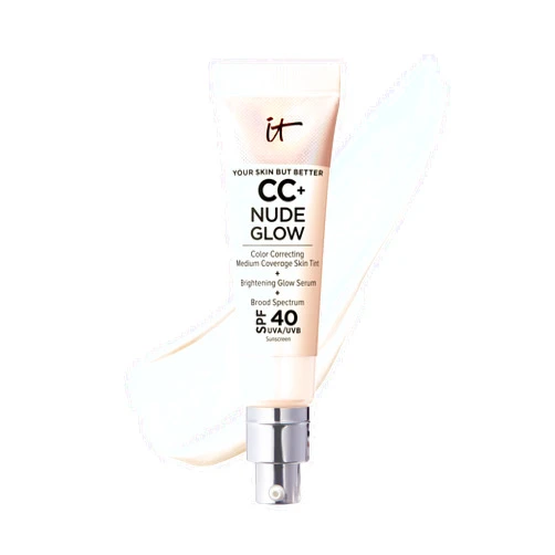 IT Cosmetics CC+ Nude Glow Lightweight Foundation + Glow Serum with SPF 40 - With Niacinamide, Hyaluronic Acid & Green Tea Extract - 1.08 fl oz