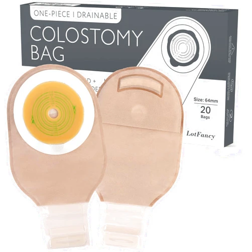 LotFancy Colostomy Bags, Pack of 20, Ostomy Supplies, One-Piece Drainable Pouches with Closure for Ileostomy Stoma Care, Cut-to-Fit, Max 64mm