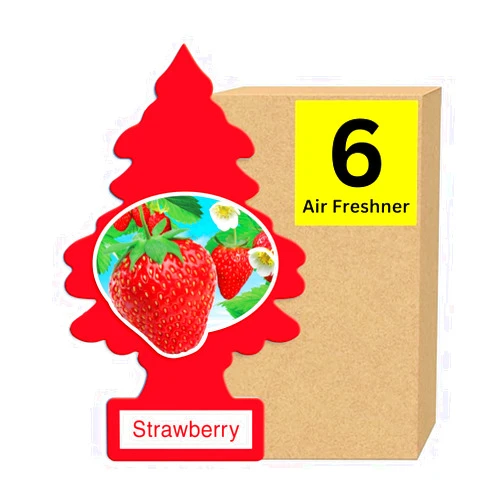 LITTLE TREES Car Air Freshener | Hanging Paper Tree for Home or Car | Strawberry | 6 Pack