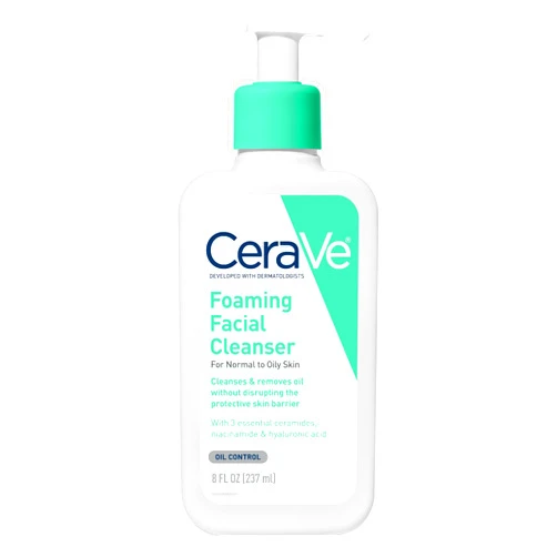 CeraVe Foaming Facial Cleanser, Daily Face Wash for Oily Skin, Hyaluronic Acid + Ceramides + Niacinamide, Fragrance Free & Paraben Free, Non-Drying Oil Control Face Wash, 8 Fluid Ounces