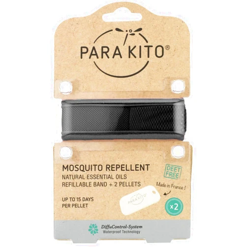 PARA'KITO Mosquito Repellent Bracelets, Bug Repellent Bracelets, Natural Essential Oil Bug Repellent, Mosquito Stickers, Bug Spray Alternatives for Beach, Camping, Hiking (Black)