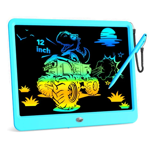 KOKODI 12 Inch LCD Writing Tablet with Anti-Lost Stylus, Erasable Doodle Board Colorful Toddler Drawing Pad, Car Travel School Games Toys for 3 4 5 6 7 8 Kids, Birthday Gift for Girls Boys Adults Blue