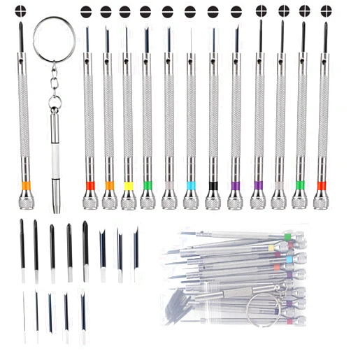 Teaaha Professional Watch Screwdriver Set, 13PCS Micro Precision Watch Repair Kit Replaceable 0.6-2.0mm, 13PCS Extra Replace Blades, For Watch Repair, Electronics Repair, Jewelry Work, Eyeglasses Repair