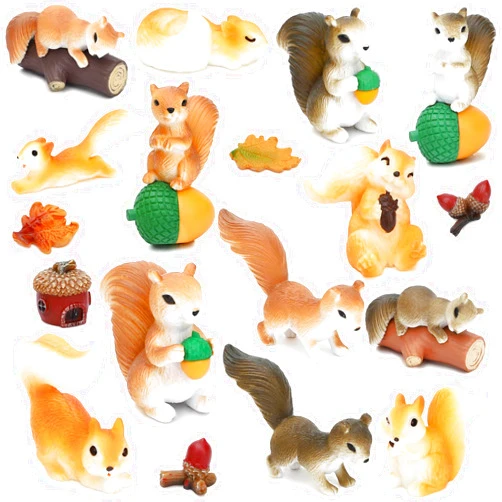ONEST 18 Pieces Mini Squirrel Figurines Playset Hand Painted Tiny Squirrel Realistic Detailed Plastic Squirrel Figures Toys Small Squirrel Figurines for Kids Adults